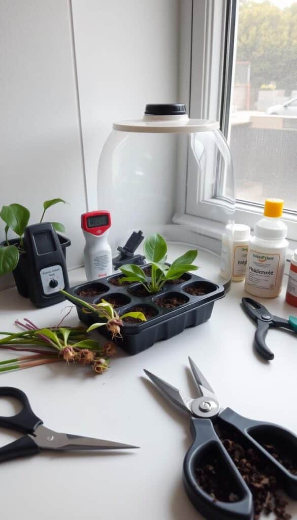 Propagation and repotting setup