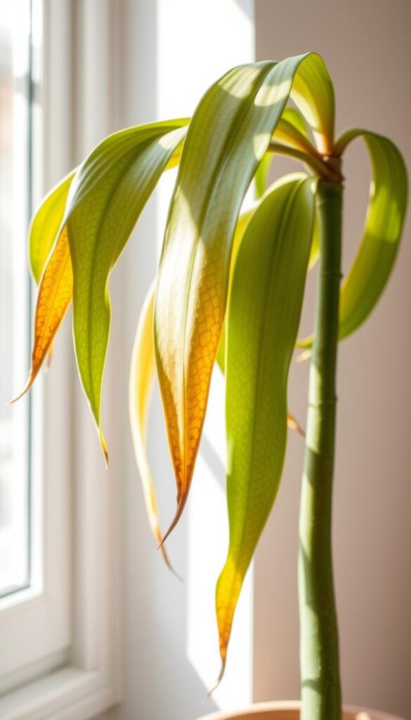 Snake plant with yellow leaves