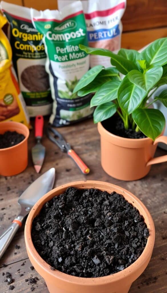 Soil and potting setup