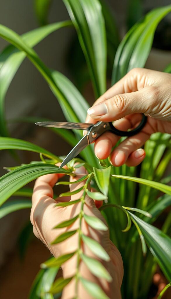 Trimming spider plant for healthy growth