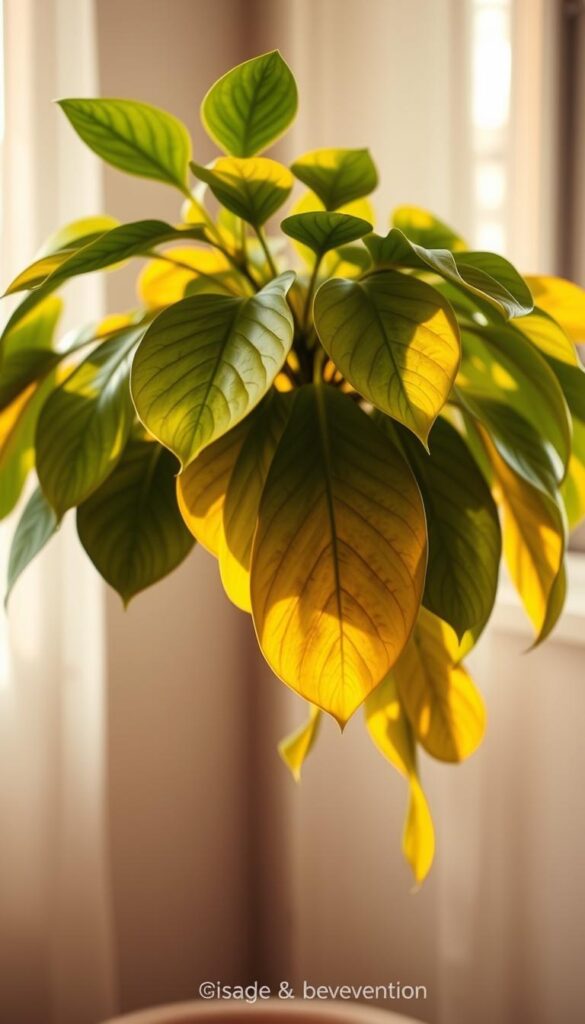 Yellow leaves on a plant