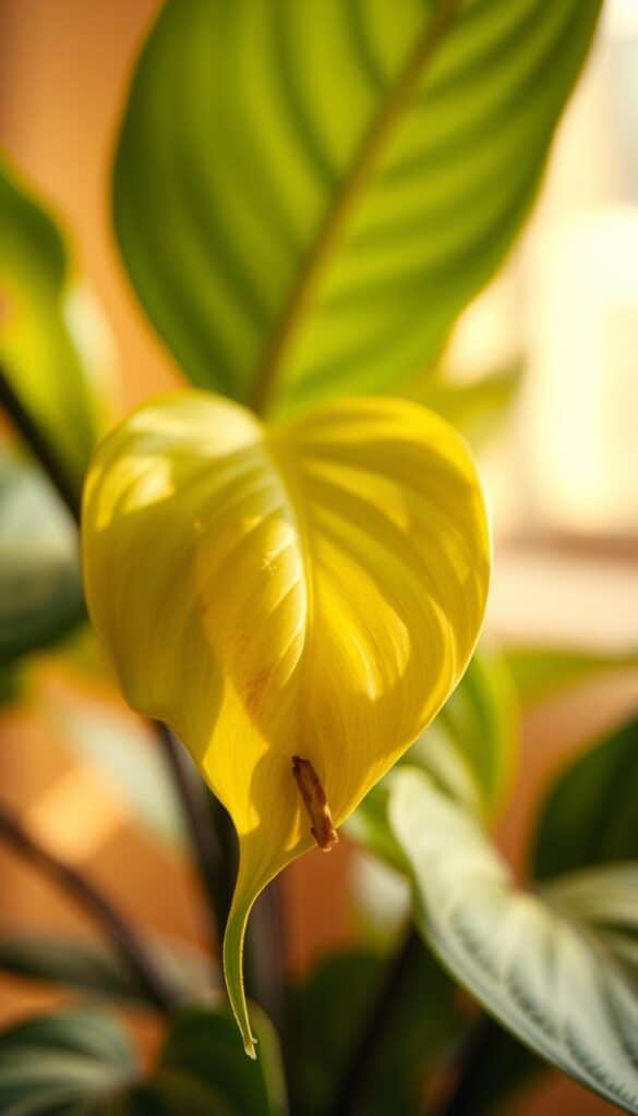 Yellowing leaves on a plant