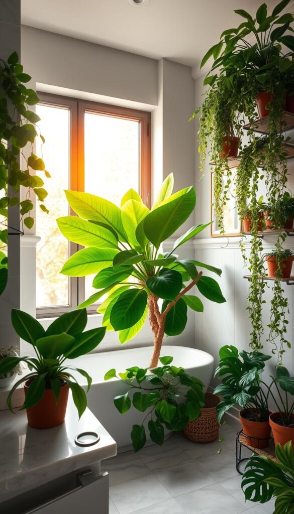 bathrooms are a natural spot for these houseplants