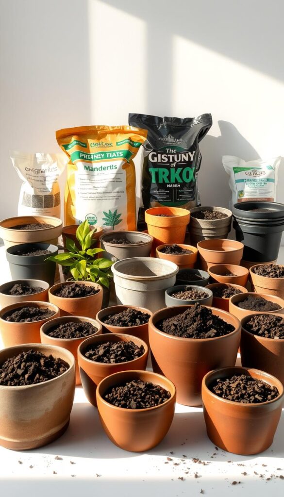 indoor pots and soil mixes