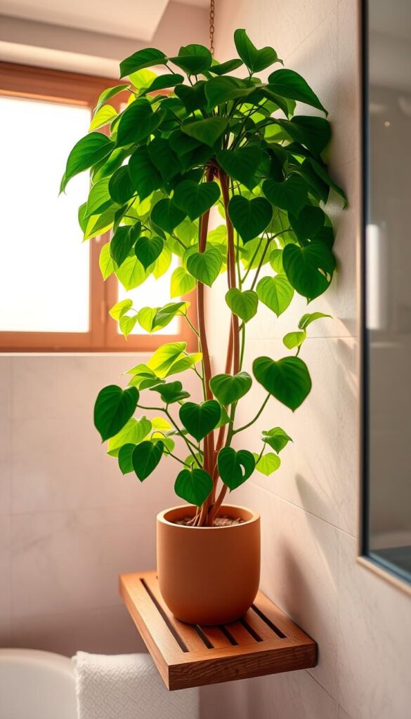 philodendron in bathroom