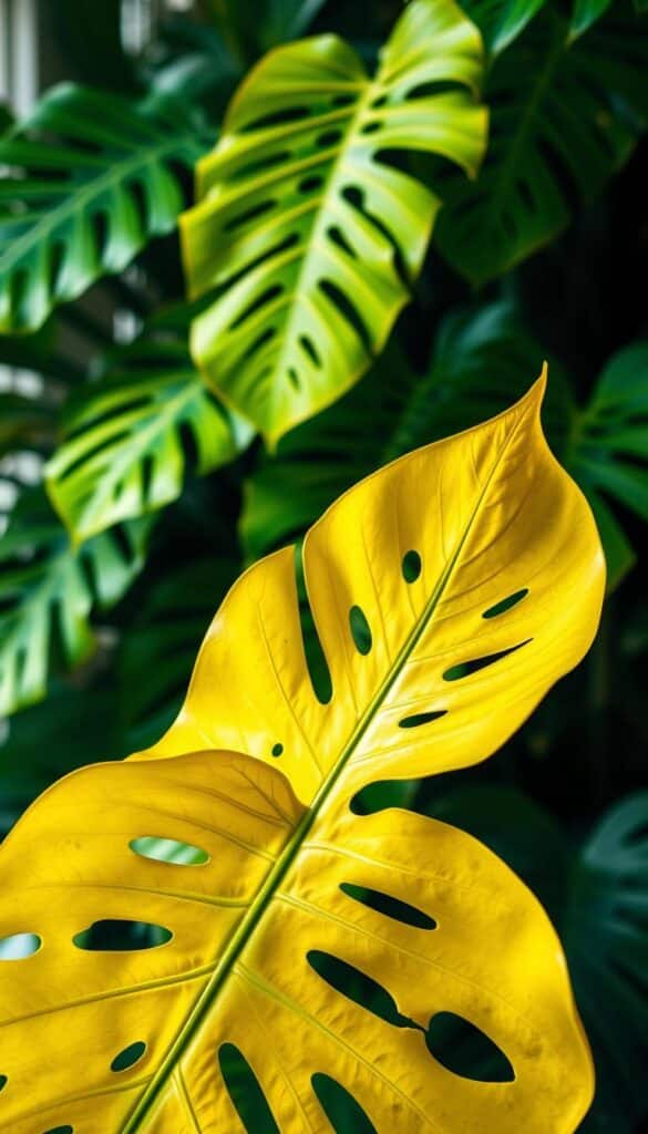 yellow monstera leaves